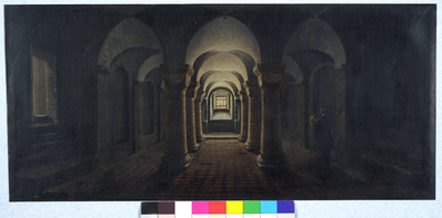 31116 Interieur van de Pieterskerk te Utrecht: de crypte gezien uit het westen.